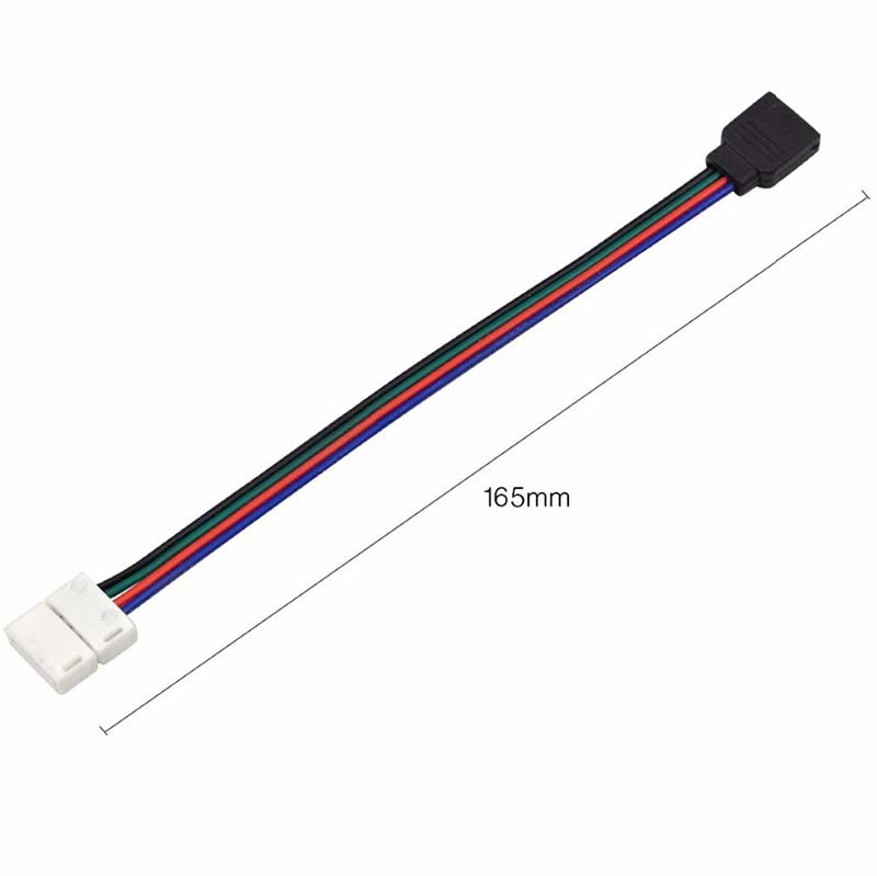 5050 RGB 4 Pin LED Strip Connector, 10mm Strip to Power Adaptor Snap Down 4 Pin Connector for 5050 RGB Flexible LED Strip Lights